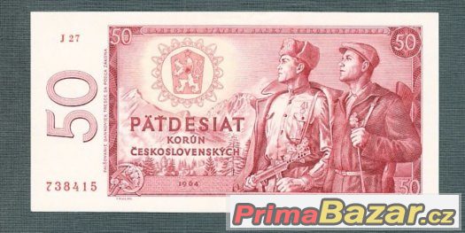 Staré bankovky - 50 kčs 1964, bezvadný stav – fotografie 1