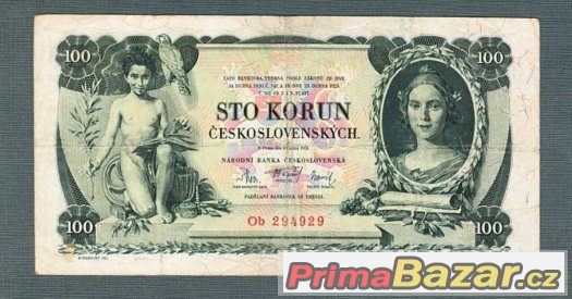 Staré bankovky - 100 korun 1931 neperforovana – fotografie 1