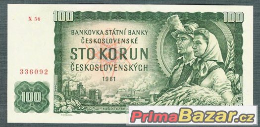 Staré bankovky - 100 kčs 1961 pěkný stav – fotografie 1