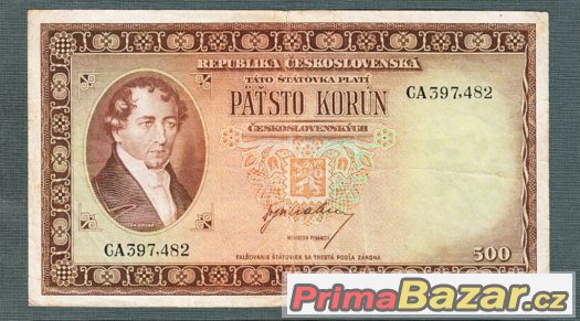 Staré bankovky - 500 kčs 1945 Vzácná neperforovana – fotografie 1