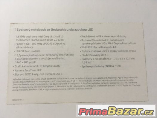 Macbook Air 13" 2015, core i5, 1,6GHz/4GB/128GB – fotografie 4