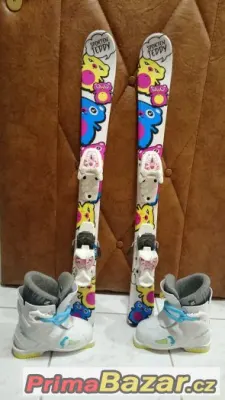 dětské lyže 90 cm + lyžáky 30 + hůlky