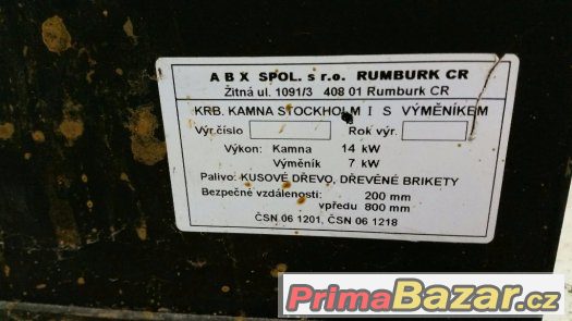 Prodám krbová kamna s teplovodním výměníkem – fotografie 2