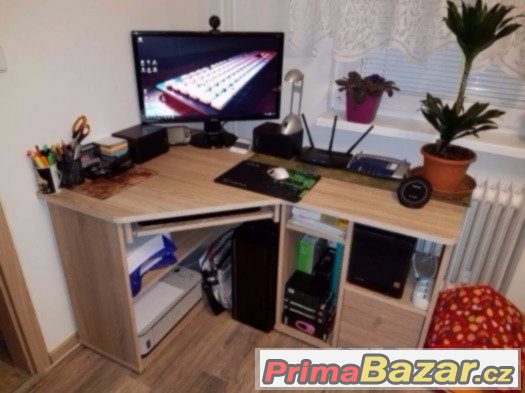 Rohový PC Stůl dub Sonoma – fotografie 3