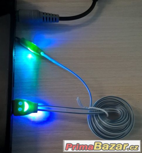 kabel USB - mikro 1m bílý, černý, svítící – fotografie 5
