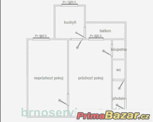 Pronájem bytu 2+1/2 bedroom flat to rent 44 m2 Brno-center – fotografie 3
