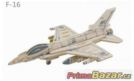 Robotime dřevěná skládačka - Americká stíhačka F16 – fotografie 1