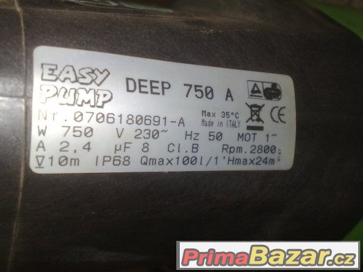 Tlakové čerpadlo do studny DEEP 750A - NOVÉ, VÝHODNÁ  CENA – fotografie 4