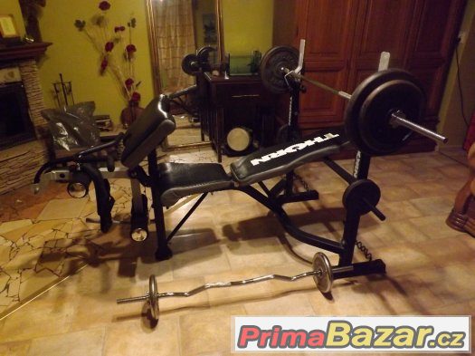 Posilovací lavice+čínka na bench+čínka na biceps+závaží – fotografie 2