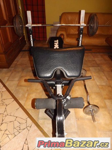 Posilovací lavice+čínka na bench+čínka na biceps+závaží – fotografie 4