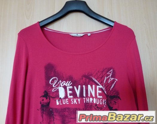 ZNAČKOVÉ DÁMSKÉ TRIKO zn. TOM TAILOR DLOUHÝ RUKÁV MALINOVÉ – fotografie 2