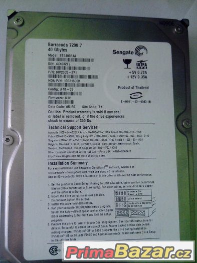 ST340014A 40gb Baracuda 7200.7 ata – fotografie 2