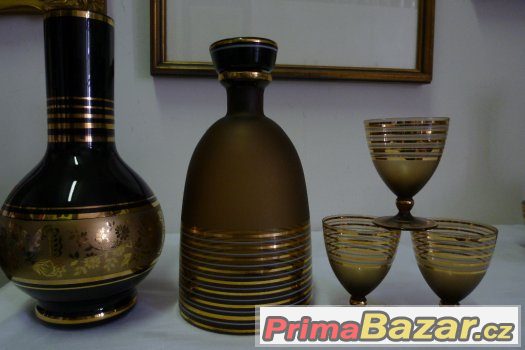 Árt déco sklenice karafy váza... souprava TOP – fotografie 3