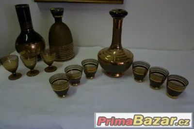 Árt déco sklenice karafy váza... souprava TOP