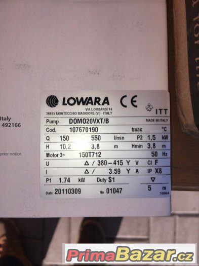 Kalové čerpadlo Lowara DOMO 20VXT/B – fotografie 4
