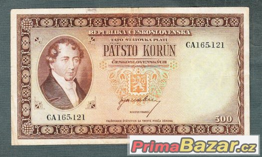Staré bankovky - 500 kčs 1945 Vzácná neperforovana – fotografie 1