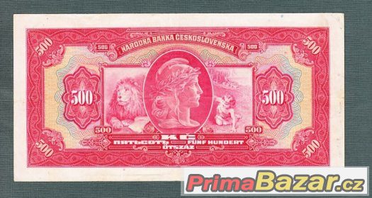 Staré bankovky - 500 korun 1929 NEPERFOROVANA – fotografie 2