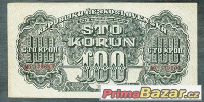 Staré bankovky - 100 korun 1944 NEPERFOROVANA