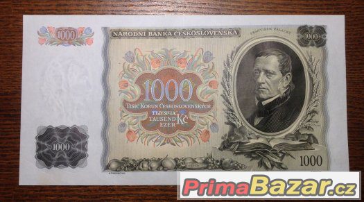Staré bankovky - 1000 korun 1934 NEPERFOROVANA, pěkná – fotografie 2