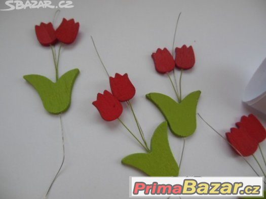 Dekorace-modré růže,dřevěné tulipány,kytičky,třpyt.hvězdičky – fotografie 2