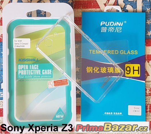 Sony Xperia Z3 compact SADA Sklo + Pouzdro silikon – fotografie 1