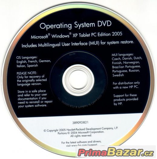 Originál Windows XP Tablet PC Edition MUI DVD OEM HP – fotografie 2