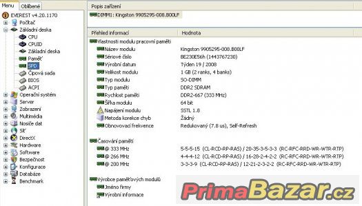 Notebooková paměť SO-DIMM 1 GB DDR2-667  FUNKČNÍ – fotografie 4