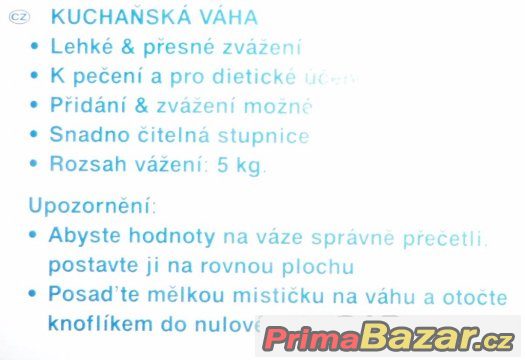 Prodám - nepoužívaná kuchyňská váha - max. 5 kg – fotografie 3