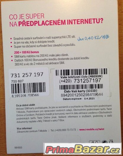 předplacená SIM T-mobile s datovým tarifem – fotografie 2