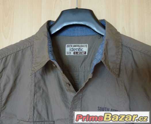 NOVÁ PÁNSKÁ KOŠILE S KRÁTKÝM RUKÁVEM SAFARI KHAKI BARVA LÉTO – fotografie 2
