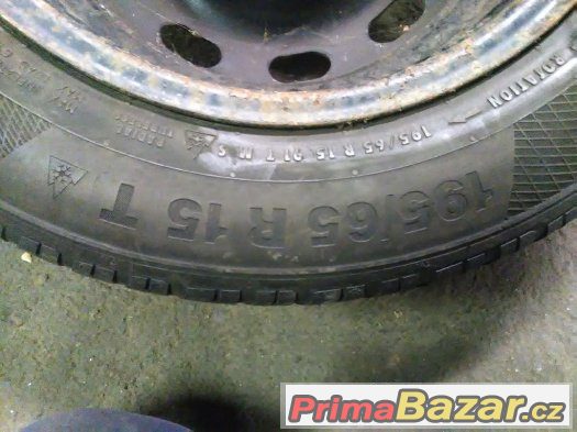 Plech disky 5x100 + pneu 195/65/15 VW,škoda,atd – fotografie 3