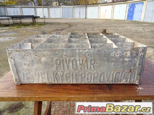 Velké Popovice - stará kovová přepravka od piva – fotografie 2