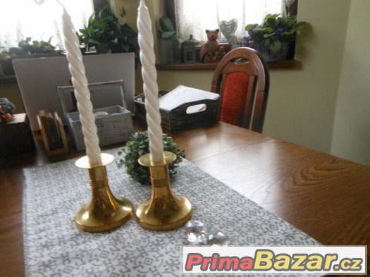 2x MOSAZNÝ ZLATÝ SVÍCEN-NOVÉ,KRÁSNÉ,ELEGANTNÍ – fotografie 5