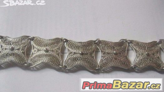 Filigranovy masivni stríbrny naramek 900/1000 delka 17cm sir – fotografie 1
