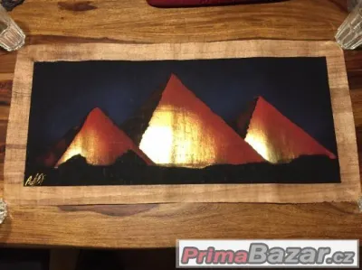 Prodam papyrus - zlate pyramidy 84 x 41,5 cm