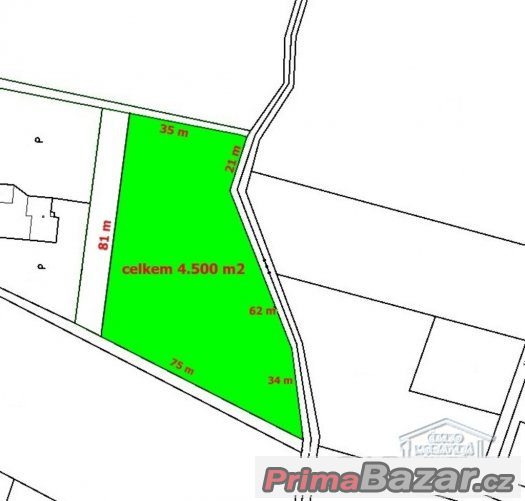 Prodej stavební pozemek, 4.500 m2, Pazderna – fotografie 1