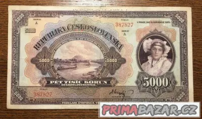 Staré bankovky 5000 korun 1920 VZÁCNÁ serie A