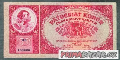 Staré bankovky 50 korun 1929 pěkný stav