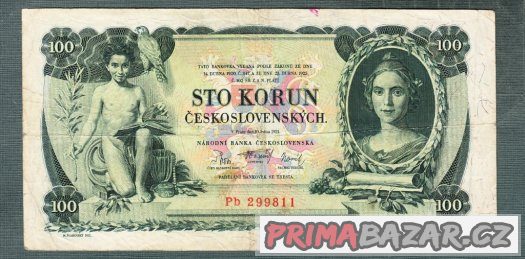 Staré bankovky - 100 korun 1931 neperforovana – fotografie 2