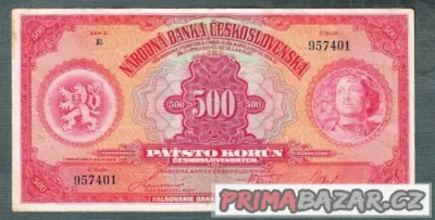 Staré bankovky 500 korun 1929 NEPERFOROVANA