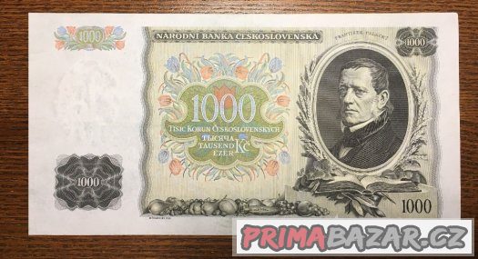 Staré bankovky - 1000 korun 1934 VZÁCNÁ - JINÁ BARVA – fotografie 1