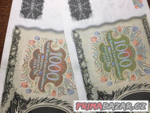 Staré bankovky - 1000 korun 1934 VZÁCNÁ - JINÁ BARVA – fotografie 2