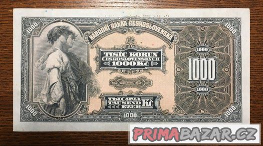 Staré bankovky - 1000 korun 1932 velmi pěkný stav – fotografie 2