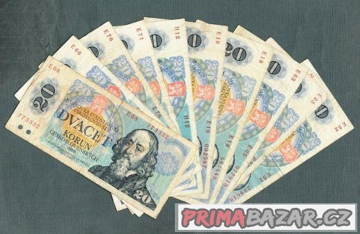 Staré bankovky 20 kčs 1988 - 10ks – fotografie 1
