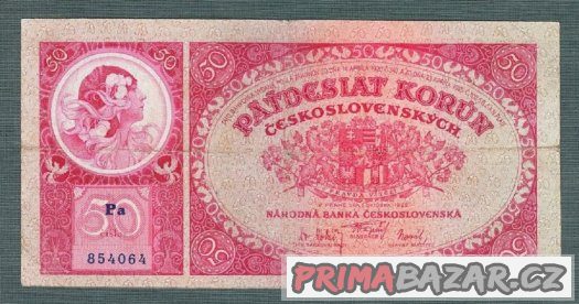 Staré bankovky 50 korun 1929 NEPERFOROVANA – fotografie 1
