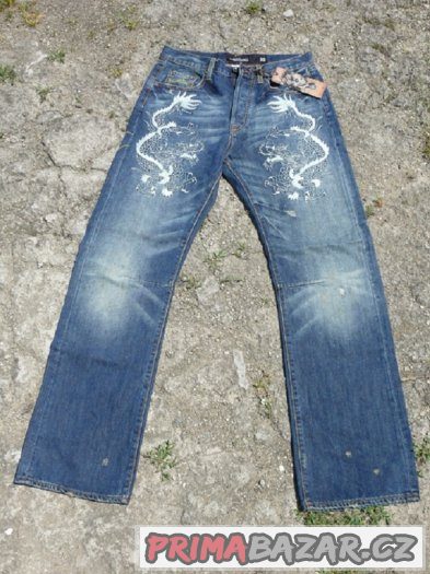 Pánské rifle ED HARDY Grindhouse Rhinestone - vel. 32/34 – fotografie 2