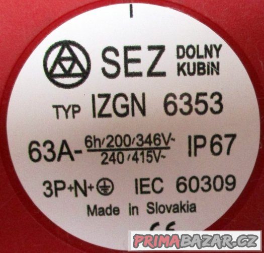 Třífázová zásuvka - 5 pólová, 63A / 400V, krytí IP 67 – fotografie 4