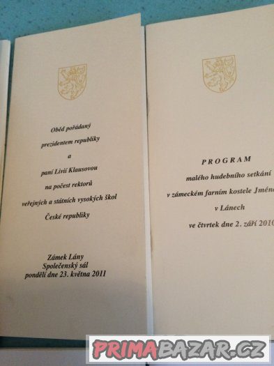 Prezidentské programy a menu V.Klause a Livie Klausové – fotografie 3