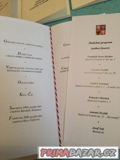 Prezidentské programy a menu V.Klause a Livie Klausové – fotografie 5