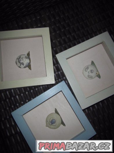 Set, 3x obraz plastika, rámek, dekorace na chalupu - – fotografie 2